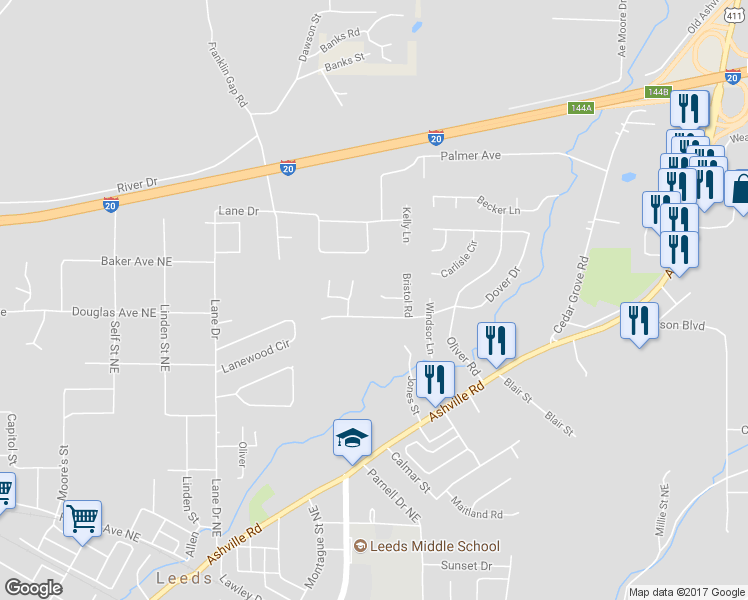 map of restaurants, bars, coffee shops, grocery stores, and more near 8401 Kirkby Circle in Leeds