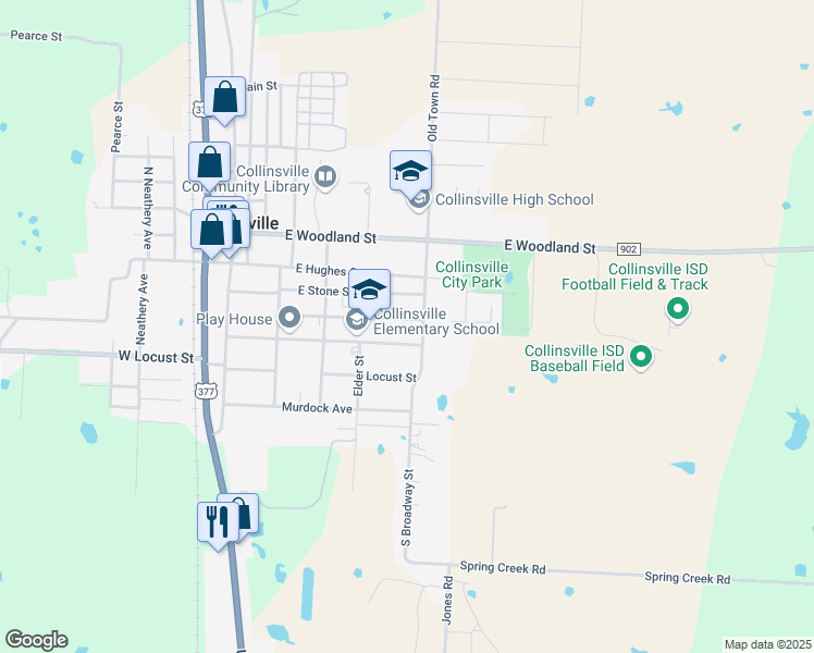 map of restaurants, bars, coffee shops, grocery stores, and more near 604 Reeves Street in Collinsville