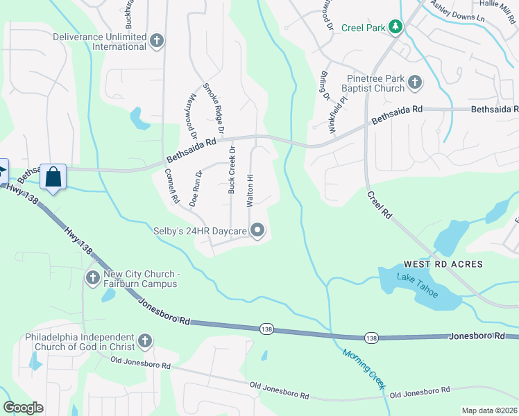 map of restaurants, bars, coffee shops, grocery stores, and more near 370 Walton View in Fairburn