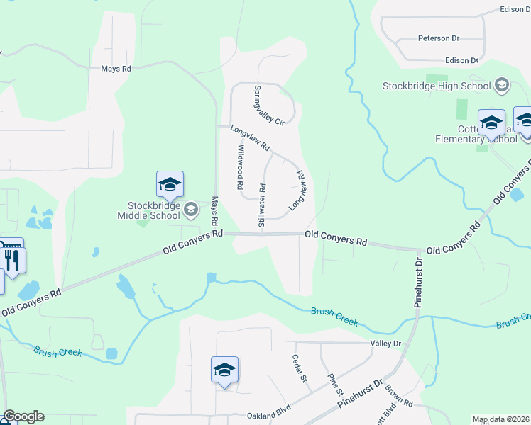 map of restaurants, bars, coffee shops, grocery stores, and more near 104 Stillwater Road in Stockbridge