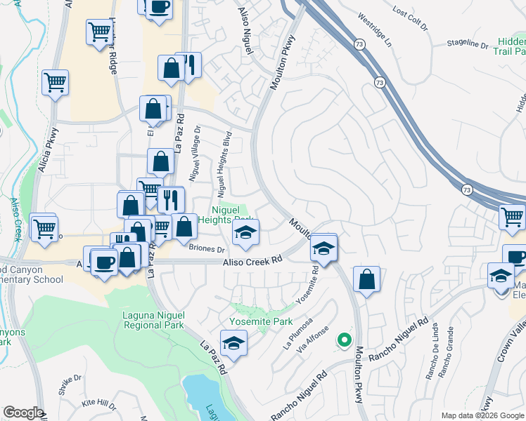 map of restaurants, bars, coffee shops, grocery stores, and more near 24562 Mando Drive in Laguna Niguel