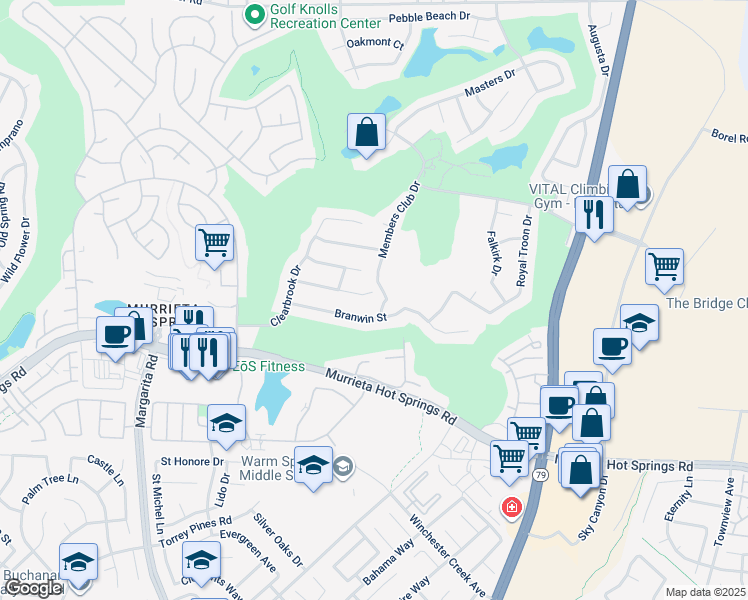 map of restaurants, bars, coffee shops, grocery stores, and more near 29355 Gandolf Court in Murrieta