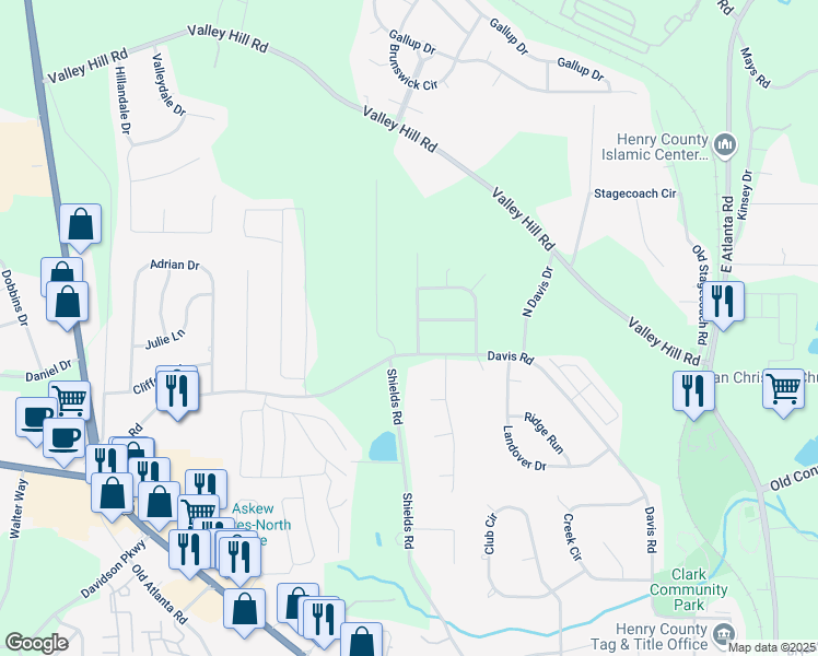 map of restaurants, bars, coffee shops, grocery stores, and more near 106 Springwood Valley Road in Stockbridge