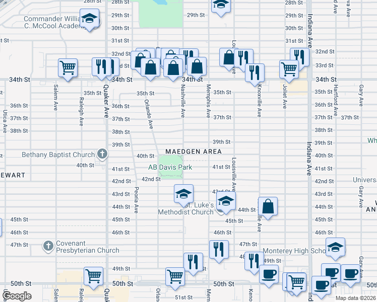 map of restaurants, bars, coffee shops, grocery stores, and more near in Lubbock
