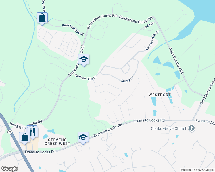 map of restaurants, bars, coffee shops, grocery stores, and more near 1217 Arcilla Pointe in Augusta