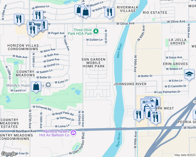map of restaurants, bars, coffee shops, grocery stores, and more near South Smokewood in Peoria