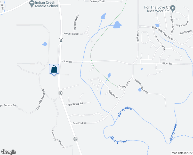 map of restaurants, bars, coffee shops, grocery stores, and more near 160 Railside Drive in Covington