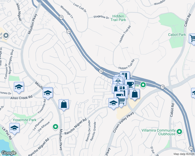 map of restaurants, bars, coffee shops, grocery stores, and more near 25171 Via Catalina in Laguna Niguel