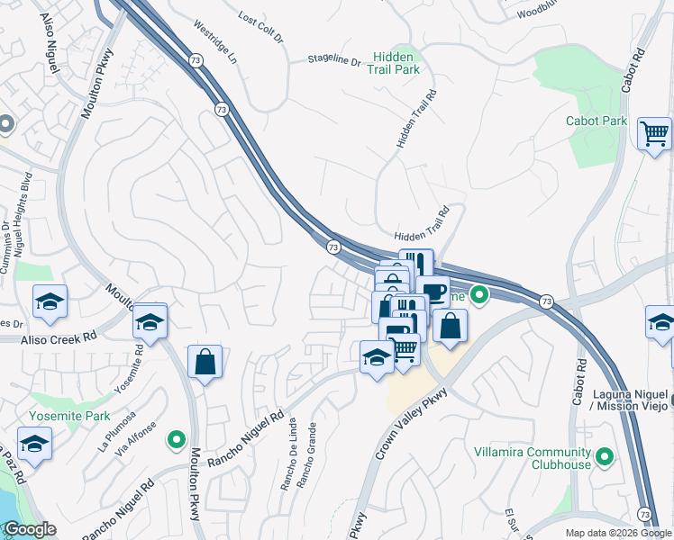map of restaurants, bars, coffee shops, grocery stores, and more near 27835 Via Uribe in Laguna Niguel