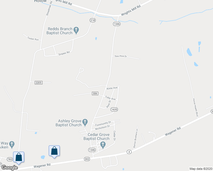 map of restaurants, bars, coffee shops, grocery stores, and more near 576 Main Drive in Aiken