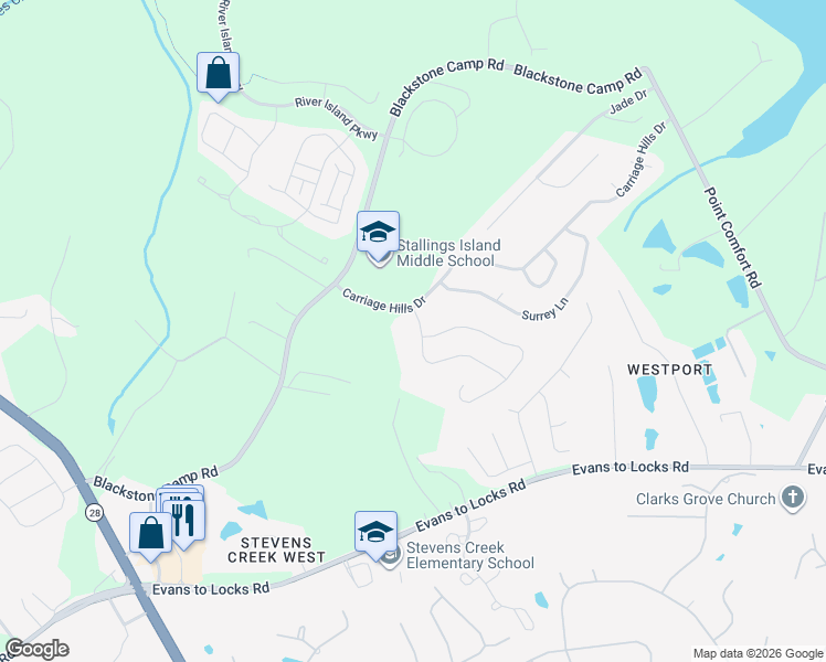 map of restaurants, bars, coffee shops, grocery stores, and more near 1203 Arcilla Pointe in Augusta