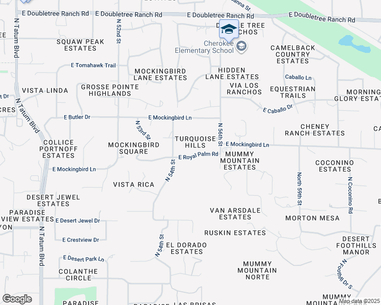 map of restaurants, bars, coffee shops, grocery stores, and more near 5436 East Royal Palm Road in Paradise Valley