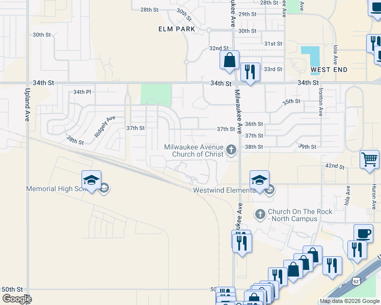 map of restaurants, bars, coffee shops, grocery stores, and more near 202 East Llano Avenue in Lubbock