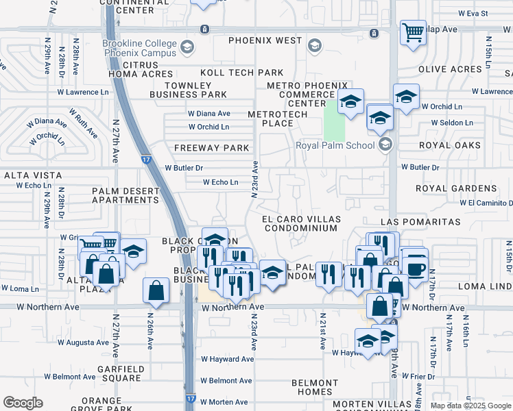 map of restaurants, bars, coffee shops, grocery stores, and more near in 