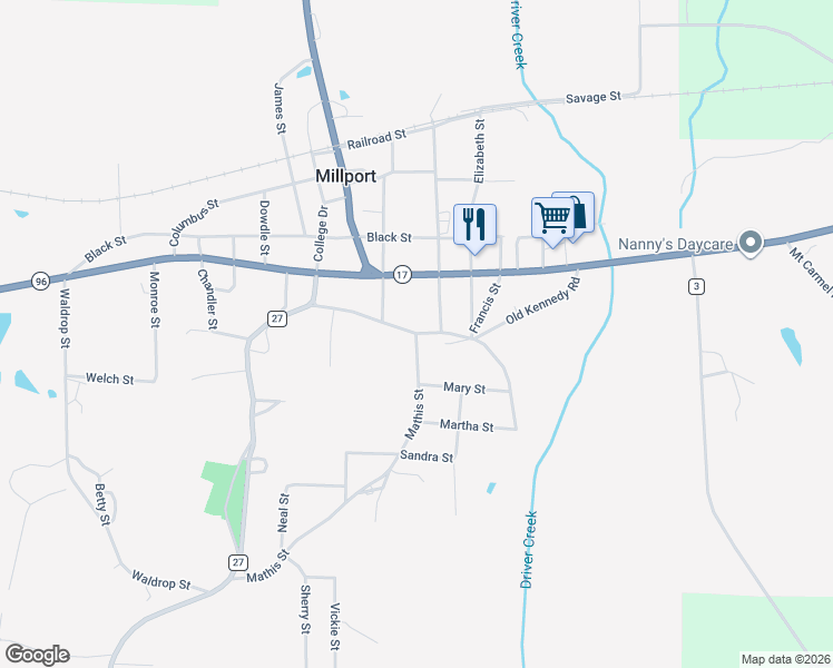 map of restaurants, bars, coffee shops, grocery stores, and more near 500 Old Kennedy Road in Millport