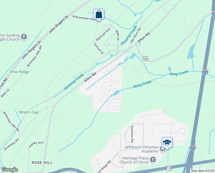 map of restaurants, bars, coffee shops, grocery stores, and more near Alton Road in Irondale