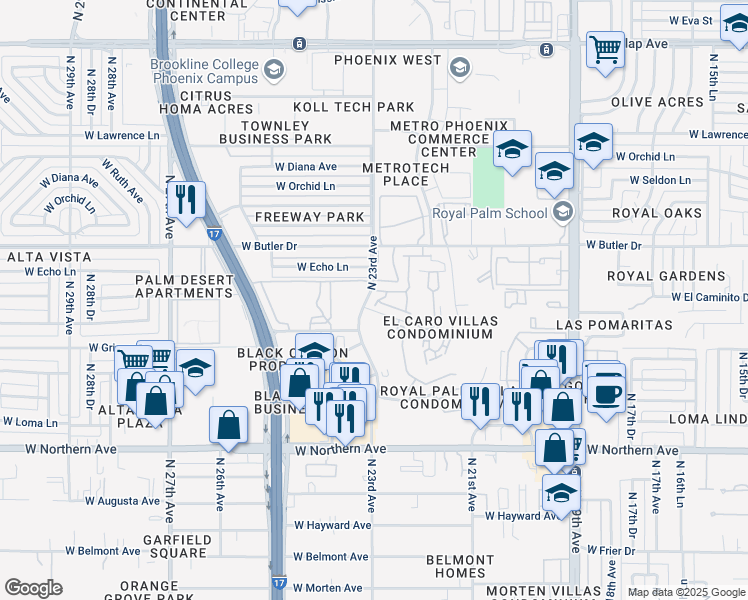 map of restaurants, bars, coffee shops, grocery stores, and more near in 