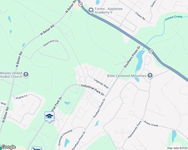 map of restaurants, bars, coffee shops, grocery stores, and more near 534 Southern Hills Drive in Evans