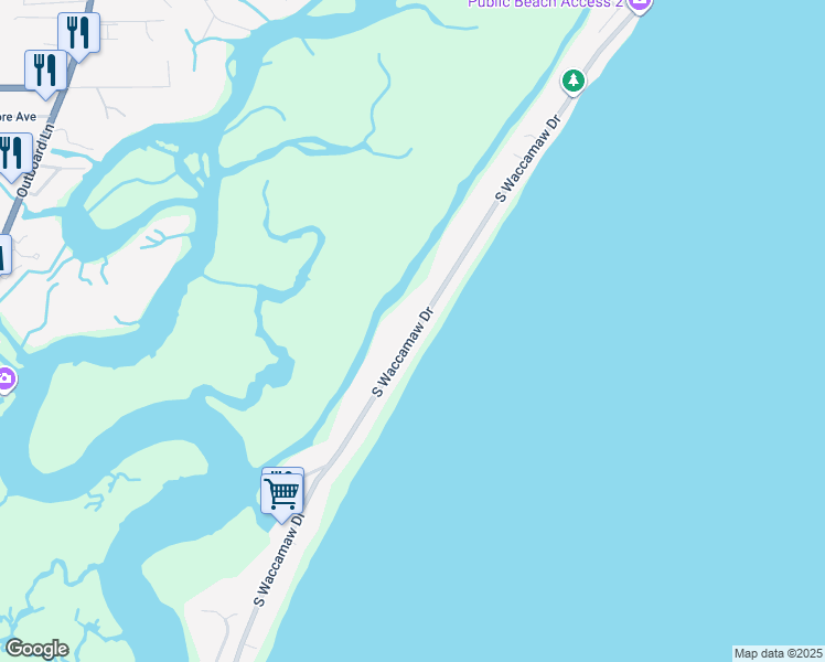 map of restaurants, bars, coffee shops, grocery stores, and more near 1246 South Waccamaw Drive in Murrells Inlet