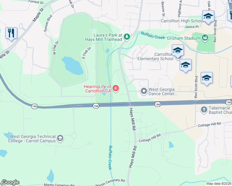 map of restaurants, bars, coffee shops, grocery stores, and more near 200 Glen Eagles Court in Carrollton