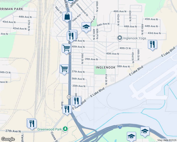 map of restaurants, bars, coffee shops, grocery stores, and more near 3924 37th Avenue North in Birmingham