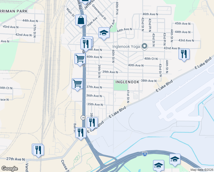 map of restaurants, bars, coffee shops, grocery stores, and more near 3924 37th Avenue North in Birmingham