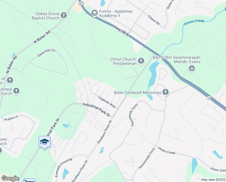 map of restaurants, bars, coffee shops, grocery stores, and more near 330 Hogan Way in Evans