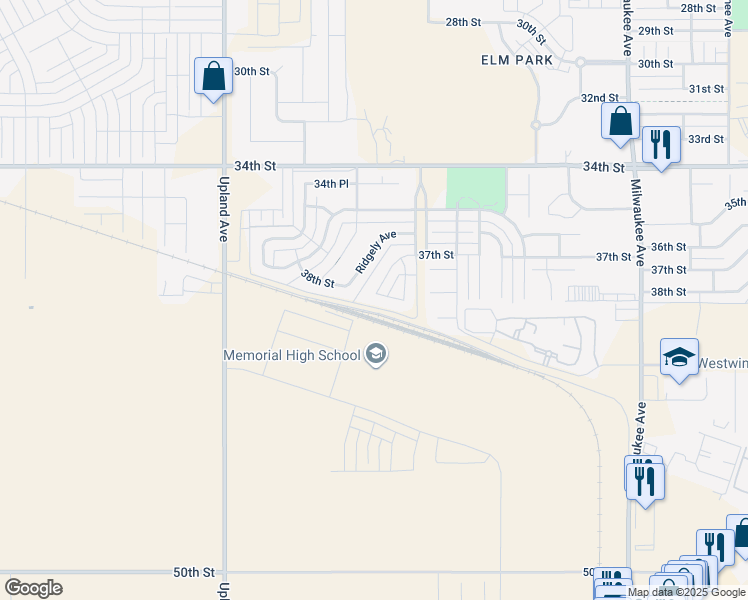 map of restaurants, bars, coffee shops, grocery stores, and more near 6948 37th Street in Lubbock