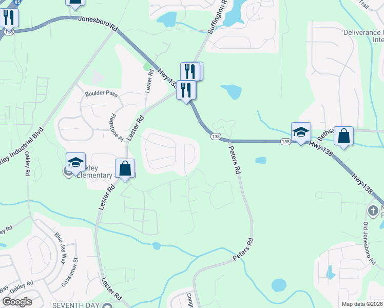 map of restaurants, bars, coffee shops, grocery stores, and more near 2170 Red Oak Circle in Union City