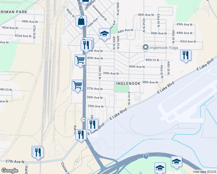 map of restaurants, bars, coffee shops, grocery stores, and more near 3931 37th Avenue North in Birmingham