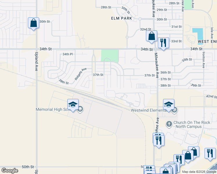 map of restaurants, bars, coffee shops, grocery stores, and more near 6806 43rd Street in Lubbock