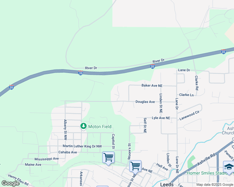 map of restaurants, bars, coffee shops, grocery stores, and more near 8100 Douglas Avenue Northeast in Leeds