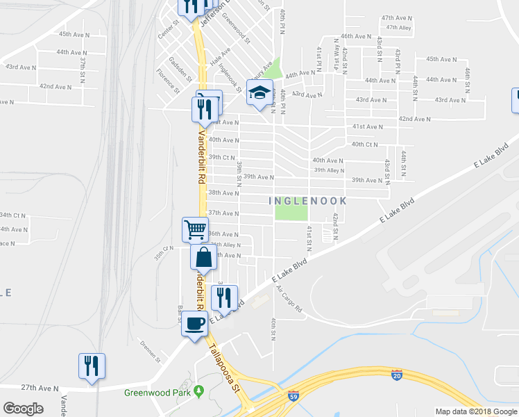 map of restaurants, bars, coffee shops, grocery stores, and more near 3931 37th Avenue North in Birmingham