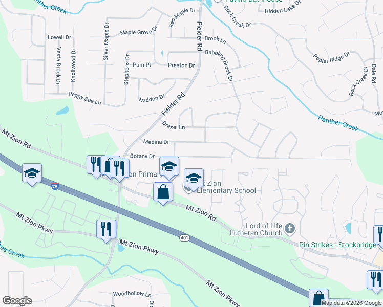 map of restaurants, bars, coffee shops, grocery stores, and more near 2982 Botany Drive in Jonesboro