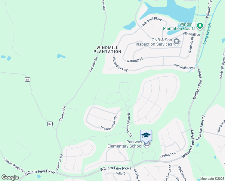 map of restaurants, bars, coffee shops, grocery stores, and more near 955 Windmill Parkway in Evans
