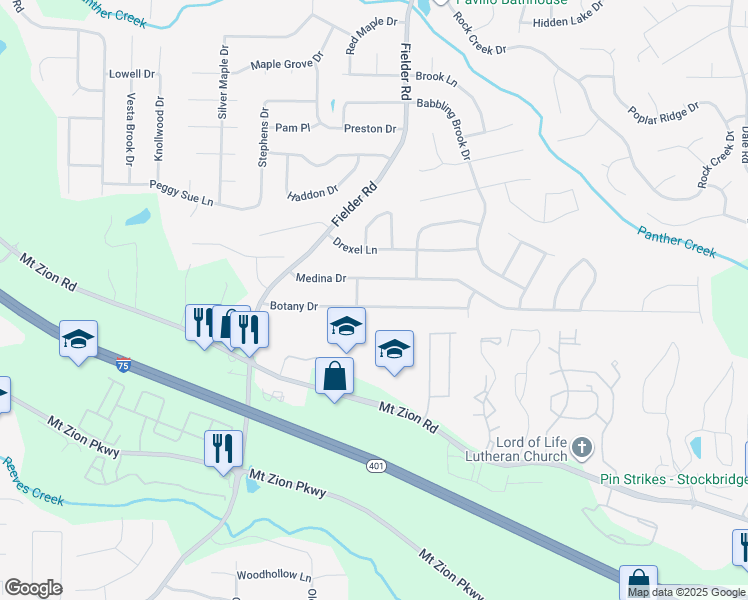 map of restaurants, bars, coffee shops, grocery stores, and more near 2958 Botany Drive in Jonesboro