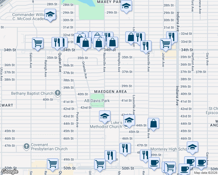 map of restaurants, bars, coffee shops, grocery stores, and more near in Lubbock