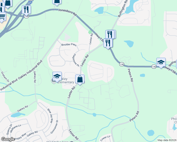 map of restaurants, bars, coffee shops, grocery stores, and more near 6334 Hickory Lane Circle in Union City