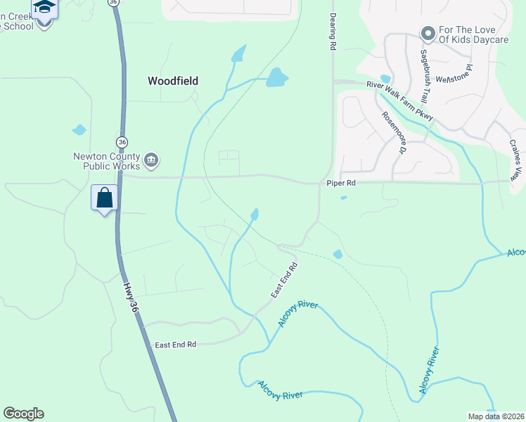 map of restaurants, bars, coffee shops, grocery stores, and more near 284 Piper Road in Covington