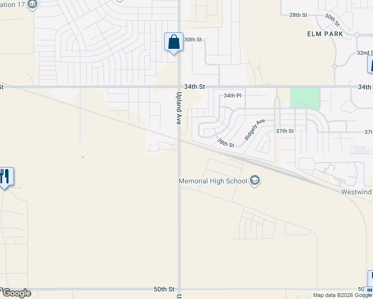 map of restaurants, bars, coffee shops, grocery stores, and more near 3901 Upland Avenue in Lubbock