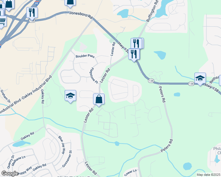 map of restaurants, bars, coffee shops, grocery stores, and more near 6335 Hickory Lane Circle in Union City