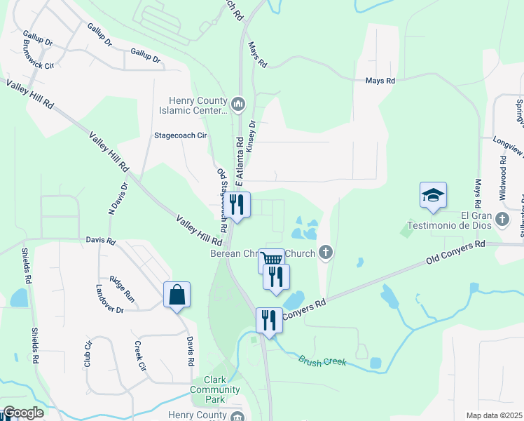 map of restaurants, bars, coffee shops, grocery stores, and more near Brooch Way in Stockbridge
