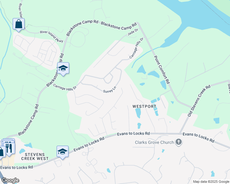 map of restaurants, bars, coffee shops, grocery stores, and more near 626 Surrrey Lane in Martinez
