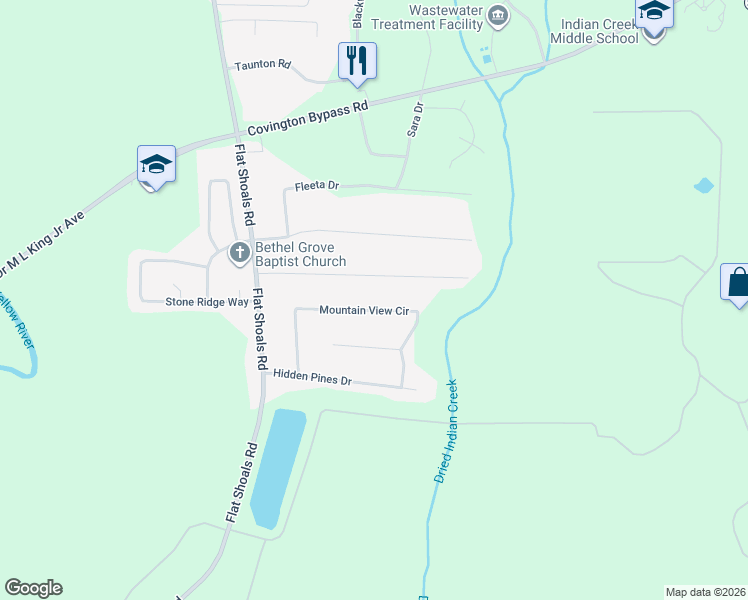 map of restaurants, bars, coffee shops, grocery stores, and more near 850 Navajo Trail in Covington