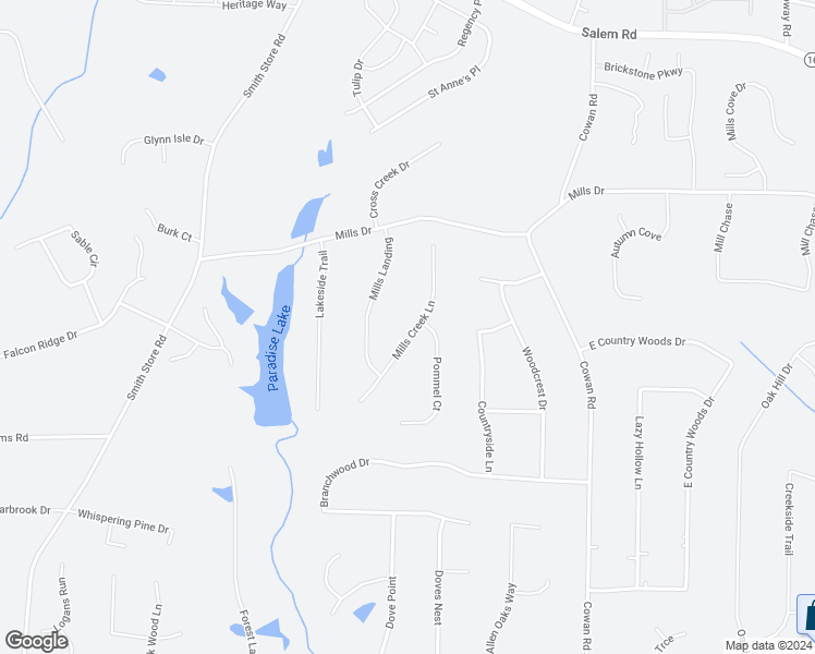 map of restaurants, bars, coffee shops, grocery stores, and more near 125 Mills Creek Lane in Covington