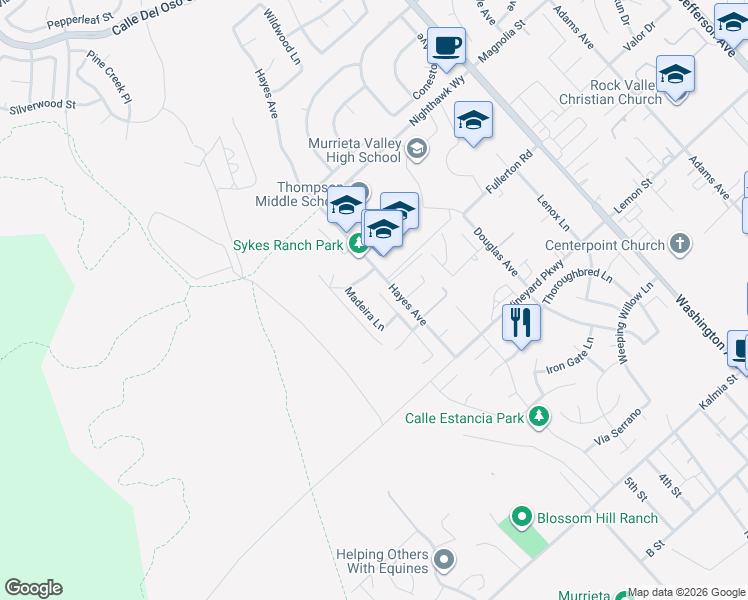 map of restaurants, bars, coffee shops, grocery stores, and more near 24092 Golden Mist Drive in Murrieta