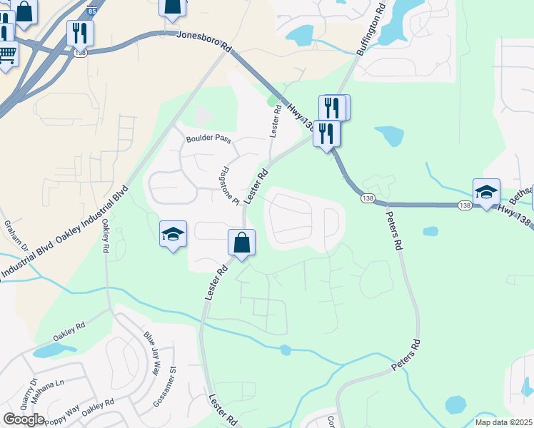 map of restaurants, bars, coffee shops, grocery stores, and more near 6200 Hickory Lane Circle in Union City