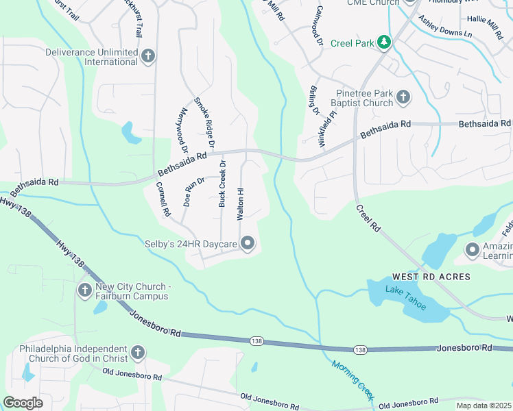 map of restaurants, bars, coffee shops, grocery stores, and more near 335 Walton View in Fairburn