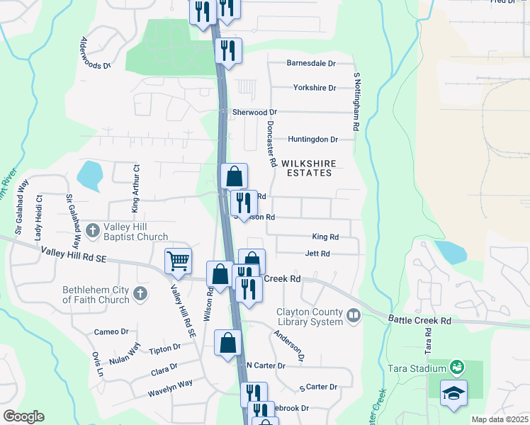 map of restaurants, bars, coffee shops, grocery stores, and more near 692 Johnson Road in Jonesboro