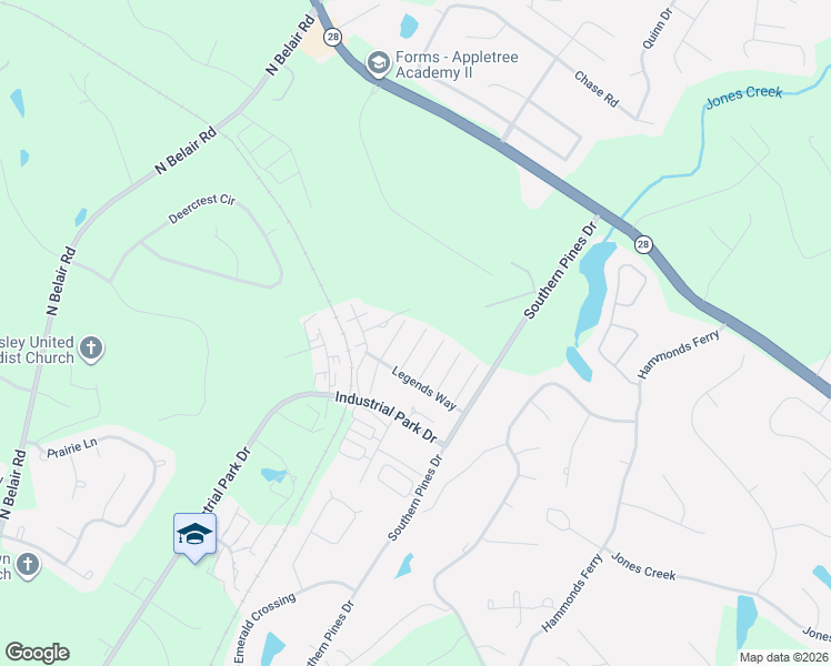 map of restaurants, bars, coffee shops, grocery stores, and more near 568 Southern Hills Drive in Evans
